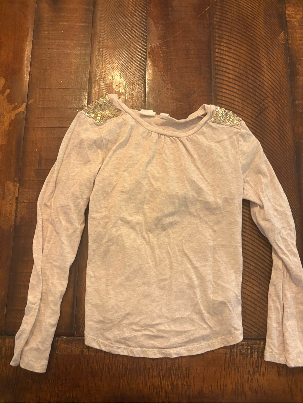 GAP Long-Sleeve Sequin Shoulder Top - Light Pink